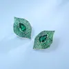 Brincos de Prata S925 Esmeralda Cultivada Zhou Hengfu Jewelry Leve Luxo Moda Personalidade Estilo Europeu e Americano Design Retrô Brincos