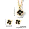 Moxi Transfronterizo Colorido Flor de Trébol de Cuatro Hojas de la Suerte Moda Cobre Incrustado Circonita Juego de Joyería de Pendientes y Collar Venta al por Mayor