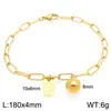 Pulsera Cuadrada de Moda con Letras Inglesas (26), Cadena Sencilla Tipo Clip Estilo Ins, Bola Redonda, Acero de Titanio Chapado en Oro de 18K