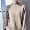 Suéter de punto retro con lunares y cuello alto para mujer, 100% lana pura, corte holgado, versátil para el trabajo o uso casual, mangas largas, cálido y adecuado como capa base