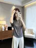 Camisa de mujer con cuello fruncido, nuevo estilo verano 2026, lujo ligero, tacto de alta gama, rejuvenecedora, corte holgado, adelgazante, top elegante