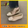 Sapatos femininos elegantes estilo francês 2025 primavera clássico fivela quadrada preta bico quadrado boca rasa sapatos de trabalho para o dia a dia