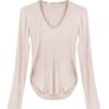 Rayon undershirt básico decotado manga comprida apertado slim fit engrossado grande u-neck T-shirt top outono e inverno roupas femininas