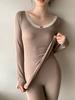 Conjunto de Ropa Interior Térmica para Mujer 2024 Nuevo Lana de Oveja Autocalentable Camiseta Base Ropa de Otoño Pantalones de Otoño Interior de Invierno para Mujer