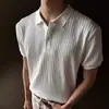Estilo Old Money Moda Masculina Malha Texturizada de Alta Qualidade Manga Curta Camiseta Polo Masculina de Verão Nova Slim Fit Gola Lapela