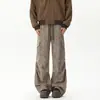 Pantalones de trabajo tie-dye retro americanos para hombres y adolescentes, pantalones casuales holgados de pierna ancha hasta el suelo con cintura elástica