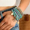 Conjunto Boêmio Transfronteiriço de 9 Peças com Pingente de Borboleta Flor Coração Pulseira de Contas Versátil Combinação de Contas de Vidro Pulseira