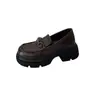 Mocasines Retro Estilo Británico de Suela Gruesa para Mujer 2026 Nueva Moda Hebilla Metálica Slip-On Tacón Grueso Zapatos Individuales Zapatos Pequeños de Cuero