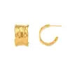 Pendientes Celi para Mujer Estilo Ins Europeo y Americano Acero Inoxidable 316L Chapado en Oro de 18 Quilates Pendientes Retro Cóncavos y Convexos Martillados en Forma de C