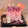 520 Decoración de Pastel de Oso de San Valentín Moderna Corazón de Confesión de Pareja Globo de Amor Velas Topper