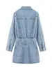 Ropa de mujer de comercio exterior transfronteriza europea y americana, súper ventas de verano, retro, adelgazante, cuello en V, entallada a la cintura, vestido corto de mezclilla