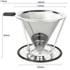 Filtro de Café de Aço Inoxidável 304 Funil Dupla Camada Sem Filtro Suporte para Café Coado à Mão