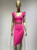 Conjunto de saia bandage quente Amazon AliExpress moda europeia e americana top curto saia curta high street festa saia de duas peças