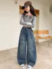 Nuevos jeans de mezclilla de primavera y otoño para niñas mayores, ropa infantil, jeans con grafitis elegantes y versátiles para niñas