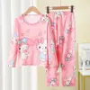 Amazon 2025 Novo Pijama Infantil Meninas Primavera e Outono Manga Longa Crianças Meninas Meninos Crianças Médias e Grandes Roupas de Casa de Outono