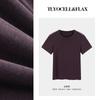 Camiseta Tencel Linho Gola Redonda para Mulheres, Manga Curta, Estilo Verão, Ombro Normal, Mangas Levemente Volumosas, Caimento Fresco e Confortável, Top 1688