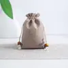 Bolsa Personalizada de Linho Fino de Camada Dupla com Cordão Bolsa de Brocado Pulseira de Contas de Lótus Bolsa de Armazenamento Fornecimento Atacado
