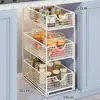 Prateleira de Armazenamento para Pia de Cozinha, Gabinete Deslizante, Armazenamento Multifuncional para Temperos, Cesta Deslizante Multicamadas, Prateleira em Camadas Dentro do Gabinete