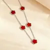 Set de collar de trébol de cinco hojas, collar de acero inoxidable de titanio, pulsera, pendientes, juego de joyería chapado en oro de 18 quilates