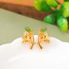 One Deer Silver S925 Prata Esterlina Banhado A Ouro Hetian Jasper Retro Moda Nacional Orquídea Brincos Estilo Nacional Elegante Flor Brincos