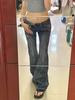 Jeans de Estilo Americano Spice Girls de Tiro Bajo Microcampana para Mujer Otoño e Invierno Nuevos Sueltos Pierna Ancha Adelgazantes Versátiles Rectos de Trompeta