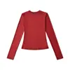 Exportación Transfronteriza Ropa de Mujer 2025 Otoño Europeo y Americano Cuello Redondo Manga Larga Ajustado Suéter con Camiseta Superior para Mujer Z425118