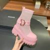 Pequeno 10cm12cm15cm Salto Super Alto Salto Grosso Plataforma Botas de Rede Femininas Verão Novo Vazado Botas Frescas Botas Martin