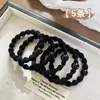 Cuerda para coleta de pelo negra de alta gama, Goma para el pelo tipo intestino grueso duradera, Diadema, Goma para el pelo, Accesorios para el pelo, Estuche de cuero al por mayor