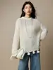 Elegante Suéter 100% Lã com Padrão de Crochê Vazado, Cardigã Feminino Semi-Transparente para Início de Outono, Novo Top Feminino 2026