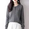 Cardigan de Punto de Color Sólido con Cuello Redondo Estilo Old Money para Mujer, de un Solo Botón con Bolsillos, Suéter Holgado, Prenda Exterior, Top Básico