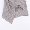 Comercio Exterior Transfronterizo Ropa de Mujer Primavera 2026 Estilo Europeo y Americano Diseño de Doble Botonadura Camisa Top de Rayas con Corbata para Mujer B482784