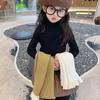 [En Stock] Prendas de Punto Ajustadas para Niñas Coreanas Camiseta Interior de Cuello Alto para Niños Estilo Bebé Prendas de Punto Tejidas Ropa para Niños 2025