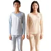Pijama de manga comprida para meninas, roupa de casa 100% algodão, conjunto de roupas de outono para meninos, conjunto de roupa íntima térmica para meninas, camiseta de base para estudantes