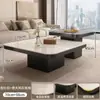 Conjunto de mesa de centro quadrada ecológica de cor principal preto e branco de ardósia de alta qualidade estilo italiano para sala de estar de apartamento pequeno