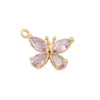 Accesorios de joyería semiacabados al por mayor material metal incrustado circonita colgante de mariposa para collar pulsera pendientes colgante DIY