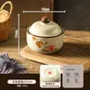 Olla de Cerámica Estilo Retro con Separación de Agua y Tapa, Tazón para Sopa de Nido de Pájaro, Tazón para Cocer Huevos al Vapor, Olla Doméstica de Cerámica con Separación de Agua, Tazón para Sopa, Vajilla