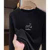 Camiseta interior básica de terciopelo de doble cara con cuello redondo de manga larga, elástica, forrada de polar, engrosada, nueva para el invierno 2024, tendencia