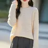 Suéter Calado de Ganchillo Estilo Francés 100% Lana para Mujer, Cuello Redondo, Suéter Base Cálido, Nuevo Moda Tendencia 2025