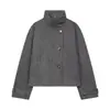 Ropa de mujer de comercio exterior estilo europeo y americano transfronterizo ZA AliExpress moda súper ventas abrigo de lana versátil con botones diagonales cuello alto