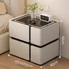 Mesita de noche inteligente, simple y moderna, multifuncional con carga inalámbrica y altavoz, gabinete de mesita de noche de madera maciza de lujo ligero para uso en el hogar del dormitorio