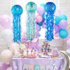 Linterna de Medusa Arcoíris de Sirena Decoración Fiesta Submarina Azul Temática del Océano Cumpleaños Infantil Linterna de Papel Decoración Colgante