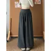 Calça de arroz glutinoso cor de café para mulheres, nova para o outono, cintura alta, justa, plissada, com caimento solto para pessoas baixas, calça tipo lanterna botão