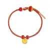 Pulsera de cordón rojo con candado regordete auspicioso de oro puro 999, cuerda trenzada, amuleto regordete auspicioso, regalo, artículo popular para promoción en transmisiones en vivo