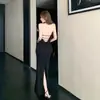 Vestido Negro Sexy Cruzado Espalda Descubierta Cuello Halter para Mujer, Estilo Maduro de Verano Vacaciones en la Playa Bodycon Largo