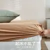 100% Algodón de Fibra Larga Alta Densidad de Hilos Cepillado Pieza Única Algodón Puro Grosor Sábana Ajustable Cobertura Total Todo Algodón Cubre Cama Color Sólido Satén