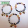Pulsera Corazón de Caramelo Mitad Azúcar Azul Pulsera de Lámina de Oro Joyería Temperamento Versátil Pulsera Fresca Versátil Pulsera para Mujer Ins
