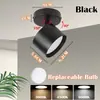 Foco LED Circular de Montaje Superficial Gx53 sin Fuente de Luz, Carcasa de Aluminio, Ajustable 350 grados para Tiendas de Ropa, Salas de Exhibición y Centros Comerciales.