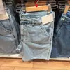 Estilo Japonês 26 Verão Unissex Casual Shorts Jeans Lavados Modelagem Solta Comprimento no Joelho Calças Retas 484209