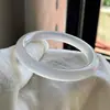 Pulsera de Ágata Natural de Alta Calidad para Mujer, Pulsera de Calcedonia Blanca Luna Semitransparente, Alta Transparencia de Hielo, Jade de Caja de Regalo Tipo Hielo