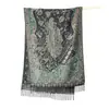 Bufanda Jacquard Floral Étnica con Borlas para Mujer Otoño Invierno Atmósfera Retro Fotografía de Viaje Doble Uso Cálida Bufanda Grande